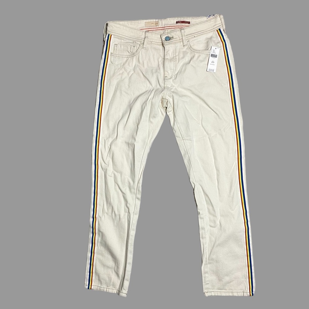 💛 27P 💛 NWT Anthro Jeans Boyfriend Rainbow Stripe Off-White Pride